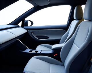 Interior of a modern electric car with advanced textiles