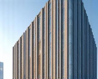 Modern building with innovative architectural facade materials